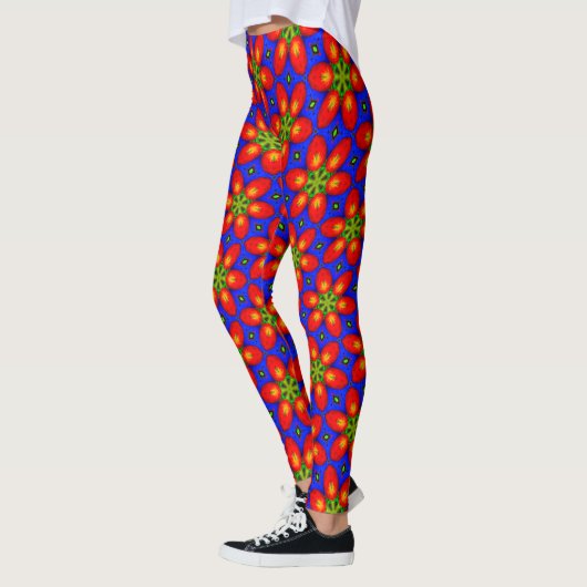 Schattige rood bloemmotief leggings (Links)
