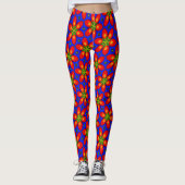 Schattige rood bloemmotief leggings (Voorkant)