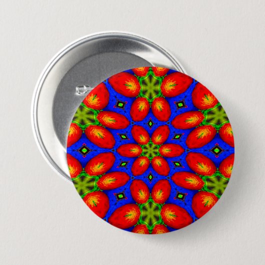Schattige rood bloemmotief ronde button 7,6 cm (Voorkant /achterkant)