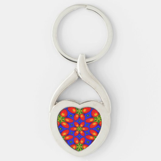 Schattige rood bloemmotief sleutelhanger (Voorkant)