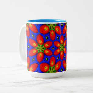 Schattige rood bloemmotief tweekleurige koffiemok