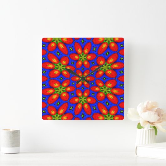 Schattige rood bloemmotief vierkante klok (Huis)