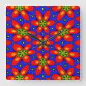 Schattige rood bloemmotief vierkante klok (Voorkant)