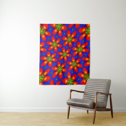 Schattige rood bloemmotief wandkleed (In situ)