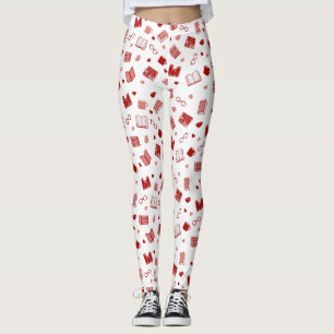 Schattige rood boek en leespatroon leggings