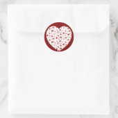 Schattige rood boek en leespatroon op het hart ronde sticker (Tas)