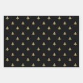 Schattige rood donkergroen zwart goud kerstbomen inpakpapier vel (Voorkant)