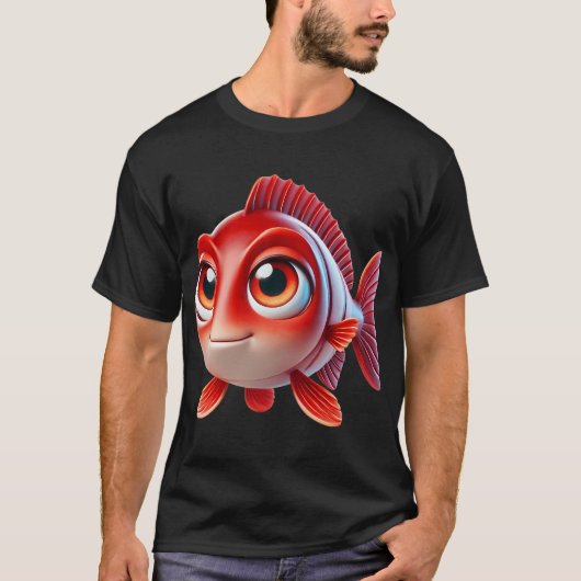Schattige Rood Drum Vis T-shirt (Voorkant)