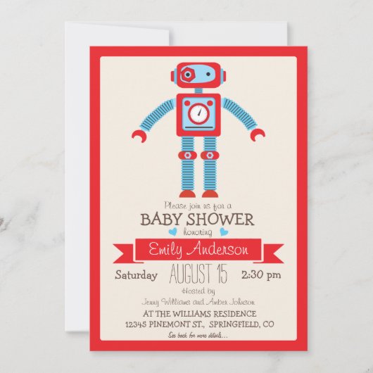 Schattige rood en blauw Baby shower Kaart (Voorkant)