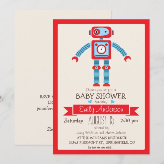 Schattige rood en blauw  Baby shower Kaart (Voorkant / Achterkant)