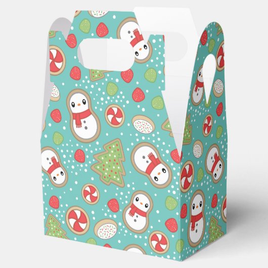 Schattige rood en blauw vakantie bakken traktatiep bedankdoosjes (Geopend)