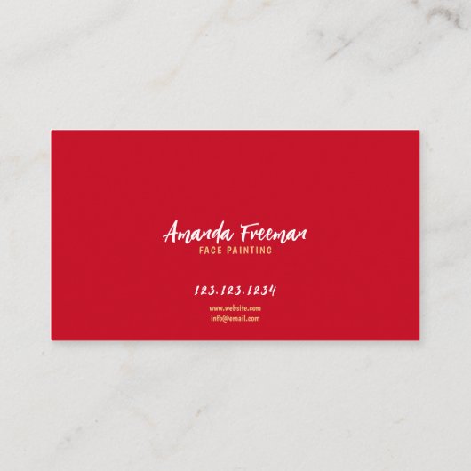 Schattige Rood en Geel Clown Gezicht Schilderen Visitekaartje (Achterkant)