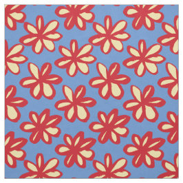 Schattige Rood en Geel Daisy op Utopisch Blauw Stof