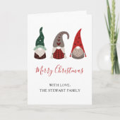 Schattige Rood en Groen Kerst Gnome Vakantie Kaart (Voorkant)