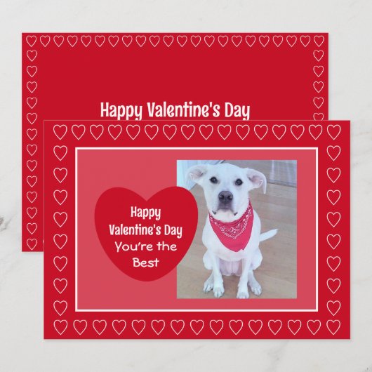 Schattige Rood en Roze Één Foto Hart Valentijnsdag Feestdagenkaart (Voorkant / Achterkant)