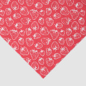 Schattige Rood en wit Aardbeienpatroon Tissuepapier (Detail)
