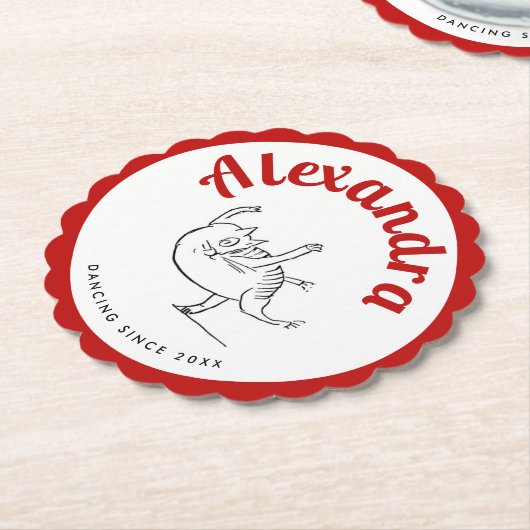 Schattige rood en wit Edward Lear Cat Dance Party Kartonnen Onderzetters (Gekanteld)