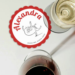 Schattige rood en wit Edward Lear Cat Dance Party Kartonnen Onderzetters