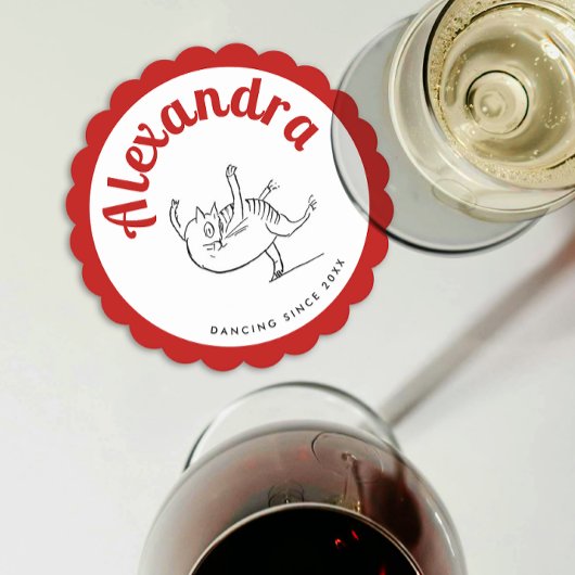 Schattige rood en wit Edward Lear Cat Dance Party Kartonnen Onderzetters