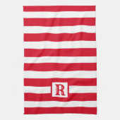 Schattige Rood en Wit Gestreept Ontwerp Enig Initi Theedoek (Verticaal)
