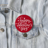 Schattige Rood en Wit Happy Valentijnsdag Ronde Button 7,6 Cm (In situ)