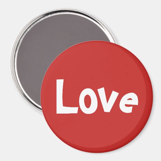 Schattige Rood en Wit Liefde Woordontwerp Magneet (Voorkant / Achterkant)