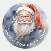 Schattige rood en wit sinterklaasportret Waterverf Ronde Sticker (Voorkant)