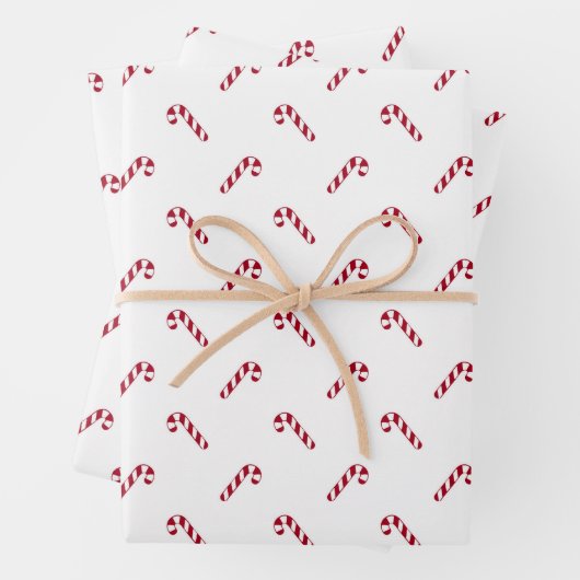 Schattige rood en wit snoeprietpatroon Kerst Inpakpapier Vel (In situ)