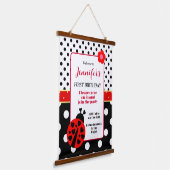 Schattige Rood en Zwart Lieveheersbeestje Welkomst Hangend Wandkleed (Gebogen)