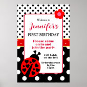 Schattige Rood en Zwart Lieveheersbeestje Welkomst Poster (Voorkant)