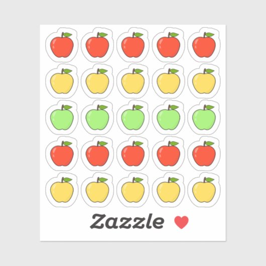 Schattige Rood Geel Groene Appels Icon Mini Planne Sticker (Vel)