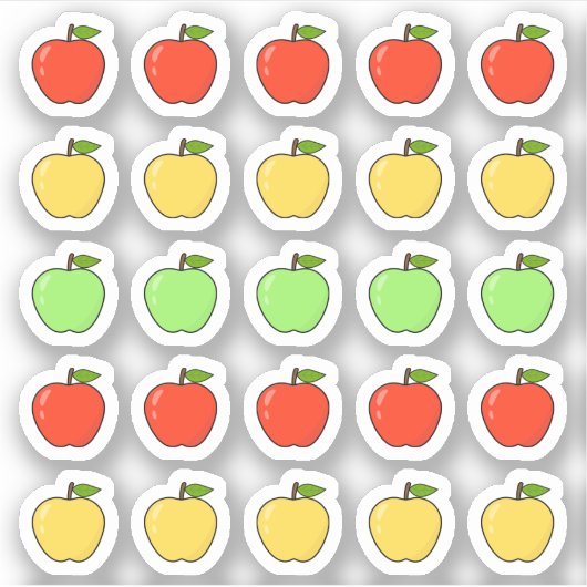 Schattige Rood Geel Groene Appels Icon Mini Planne Sticker (Voorkant)