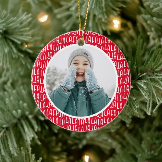 Schattige rood gepersonaliseerde kerstvakantie fot keramisch ornament (Boom)