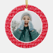 Schattige rood gepersonaliseerde kerstvakantie fot keramisch ornament (Voorkant)