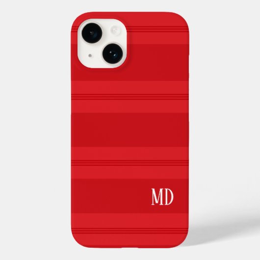 Schattige rood gestreept kerstmonogram Case-Mate iPhone case (Achterkant)
