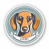 Schattige Rood Glad Dachshund Cartoon Wiener Dog Sticker (Voorkant)