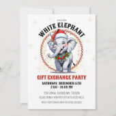 Schattige Rood Goud Vakantie Witte Olifant Gift Ex Kaart (Voorkant)