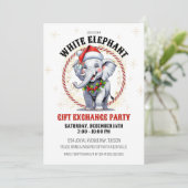 Schattige Rood Goud Vakantie Witte Olifant Gift Ex Kaart (Staand voorkant)