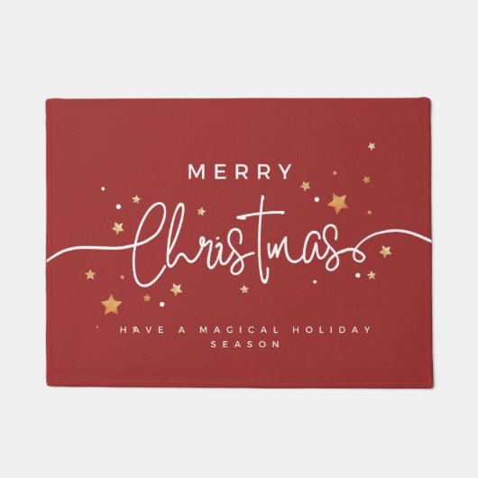 Schattige Rood Goud Wit Minimalist Vrolijk Kerstfe Deurmat (Voorkant)