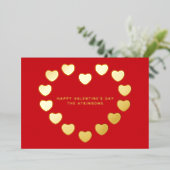 Schattige rood gouden harten aangepaste Valentijns Folie Feestdagenkaart (Staand Voorkant)