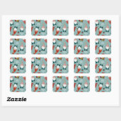 Schattige Rood Groen Geel Elf Gnome Kerst Patroon Vierkante Sticker (Vel)