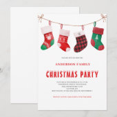 Schattige Rood Groen Kerstmis Kous Waterverf Kaart (Voorkant / Achterkant)