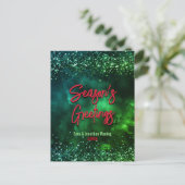 Schattige rood groen marmer kunst kerst nieuwjaar briefkaart (Staand voorkant)