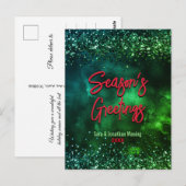 Schattige rood groen marmer kunst kerst nieuwjaar briefkaart (Voorkant / Achterkant)