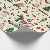 Schattige  rood groen speelgoed paard cadeaupapier (Hoek)