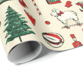 Schattige  rood groen speelgoed paard cadeaupapier (Rol Hoek)