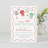 Schattige rood groen vrolijk klein kerst Baby show Kaart (Staand voorkant)