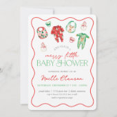 Schattige rood groen vrolijk klein kerst Baby show Kaart (Voorkant)
