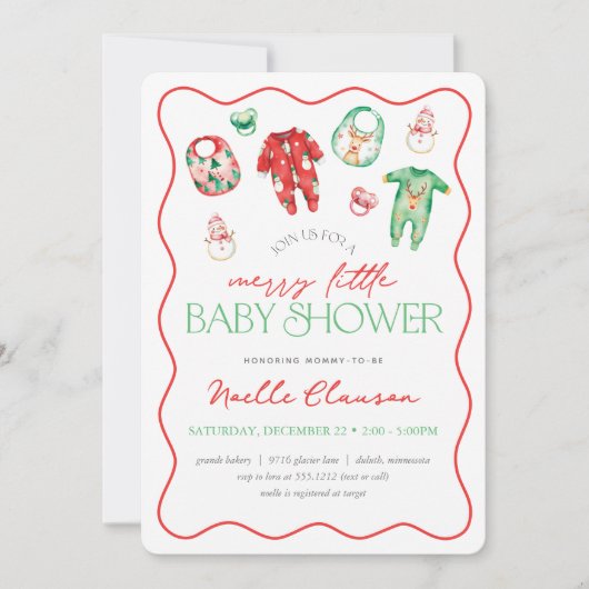 Schattige rood groen vrolijk klein kerst Baby show Kaart (Voorkant)