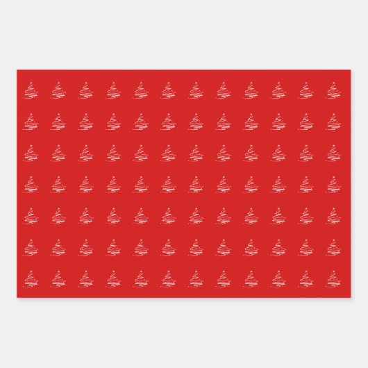 Schattige Rood Groen Wit Kerstboom Patroon Gift Inpakpapier Vel (Voorkant 3)